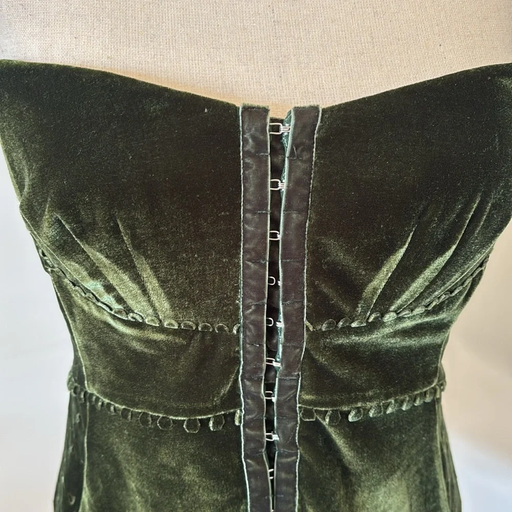 Byron Lars Dark Green Velvet Top - Picture 4 of 10